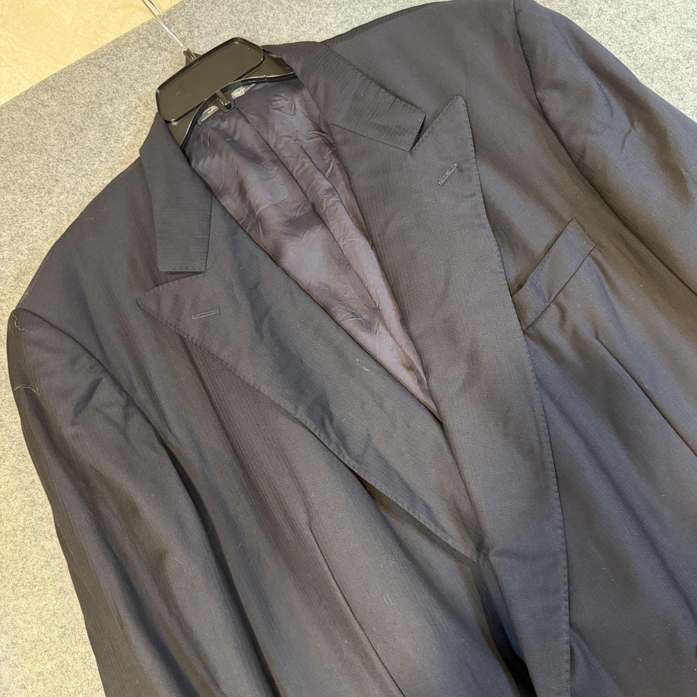 Ermenegildo Zegna Suit Jacket Mens 48 Navy Wool Double Breasted Tindari Italy